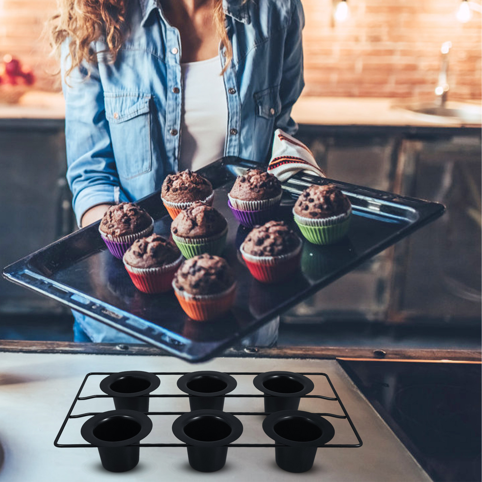 6-Cup Robust Black Carbon Stee - đánh giá và giá Muffin Tin Nonstick