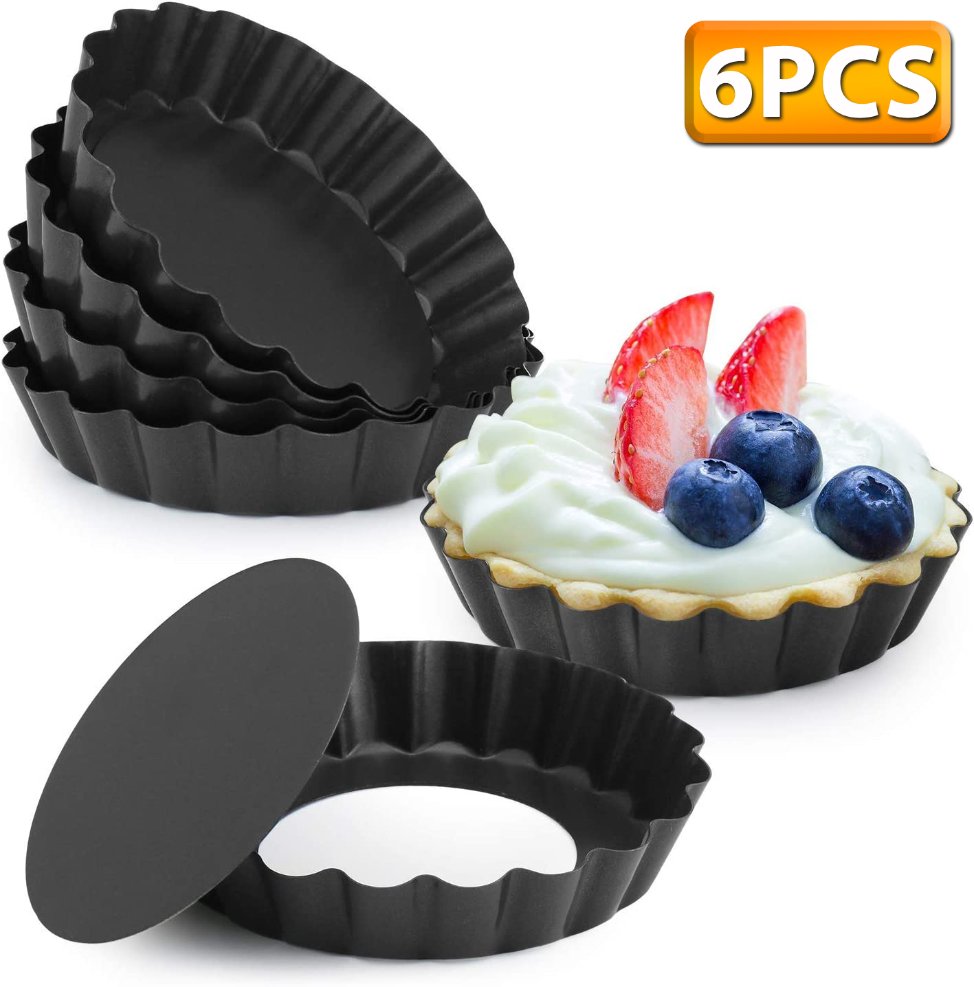 6 Pcs Mini Tart Pans 4 Inch wi - đánh giá và giá Muffin Tin Nonstick