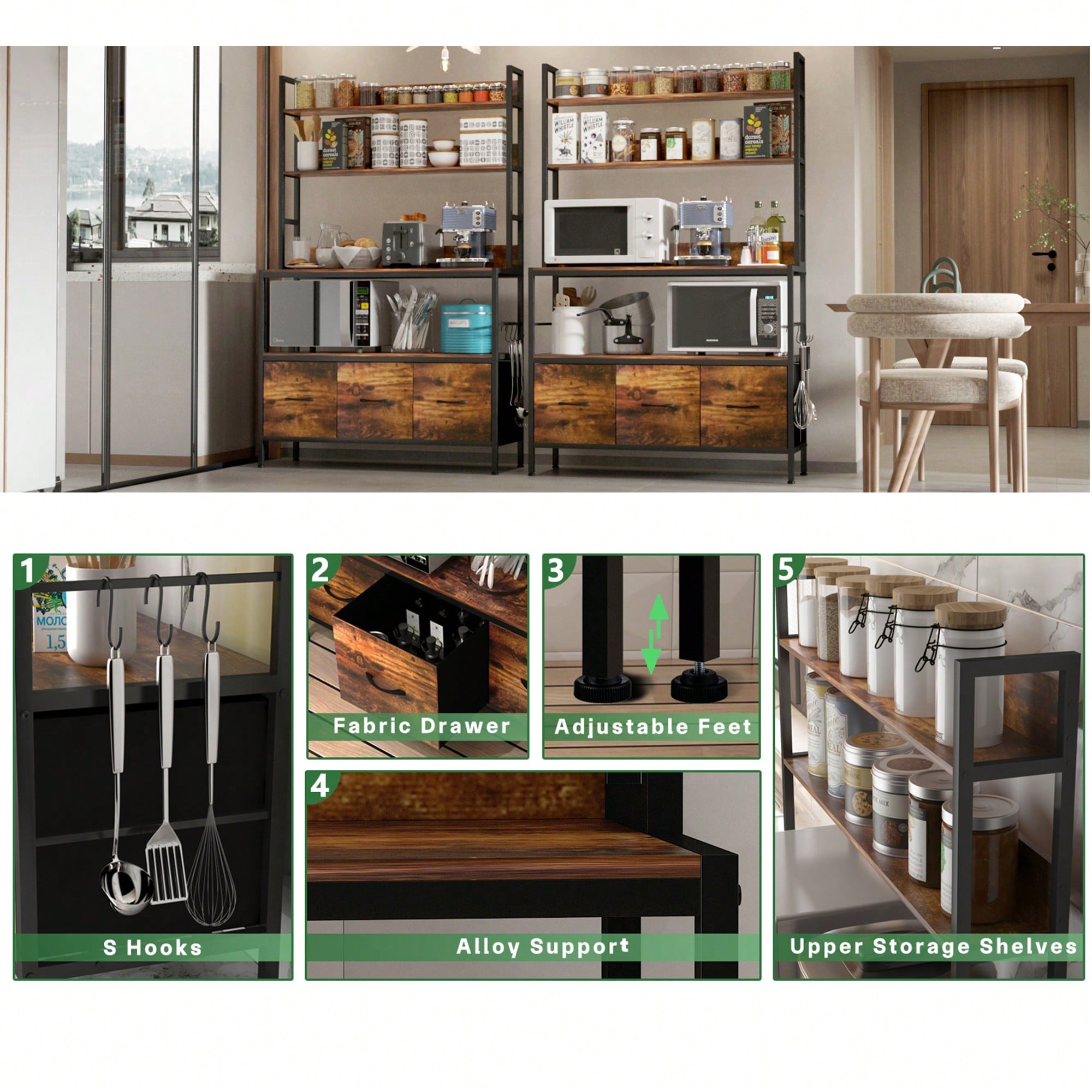 Kitchen Bakers Rack With 3 Bas - đánh giá và giá Kitchen Baker