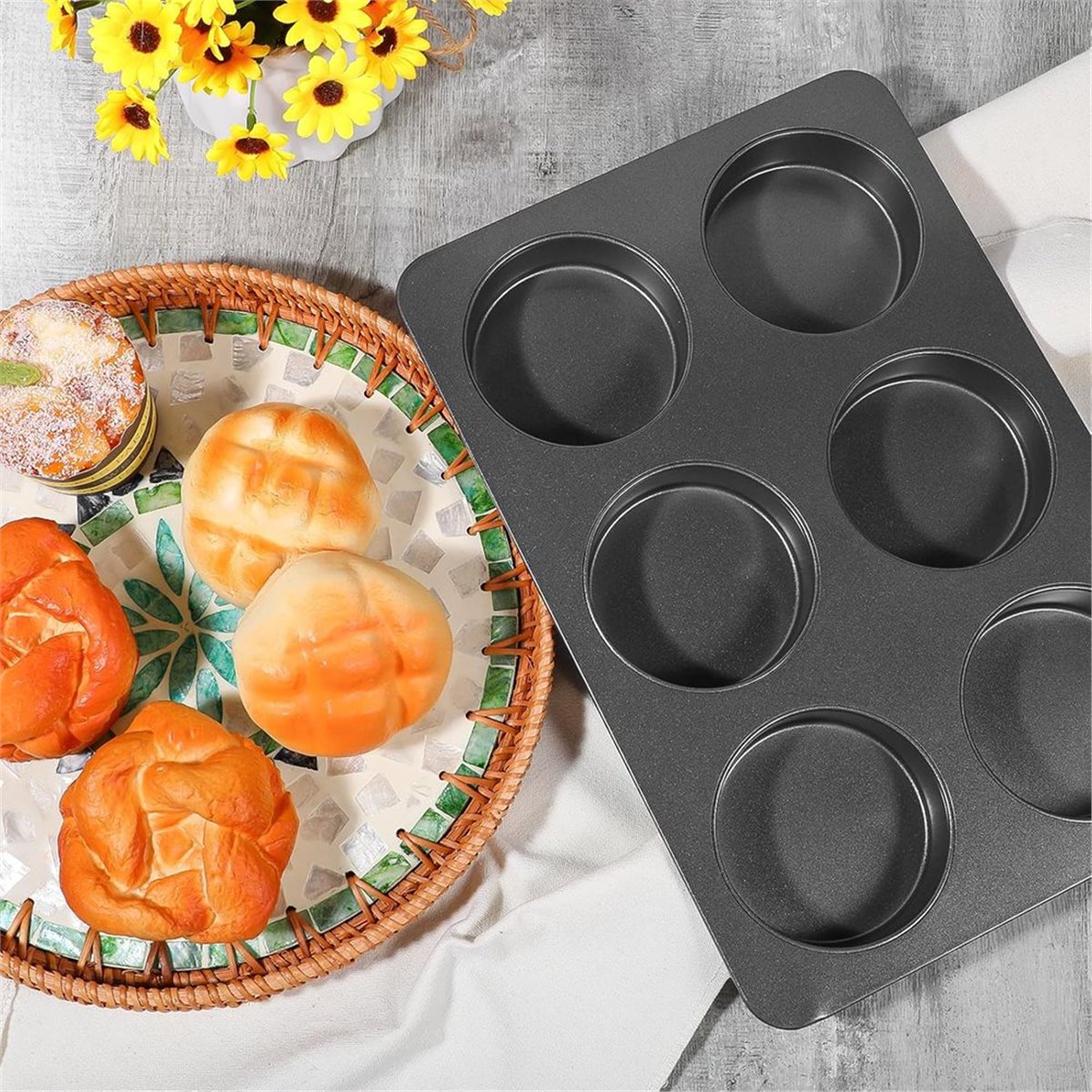 A67T NEW 6 Cup Straight Side J - đánh giá và giá Muffin Tin Nonstick