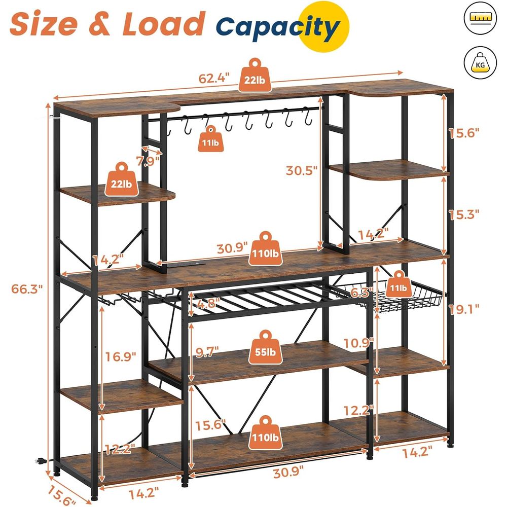 Large 62.4in Bakers Rack with  - đánh giá và giá Kitchen Baker