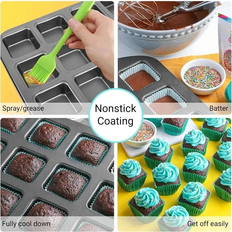 12 Cavity Baking Tray Square M - đánh giá và giá Muffin Tin Nonstick