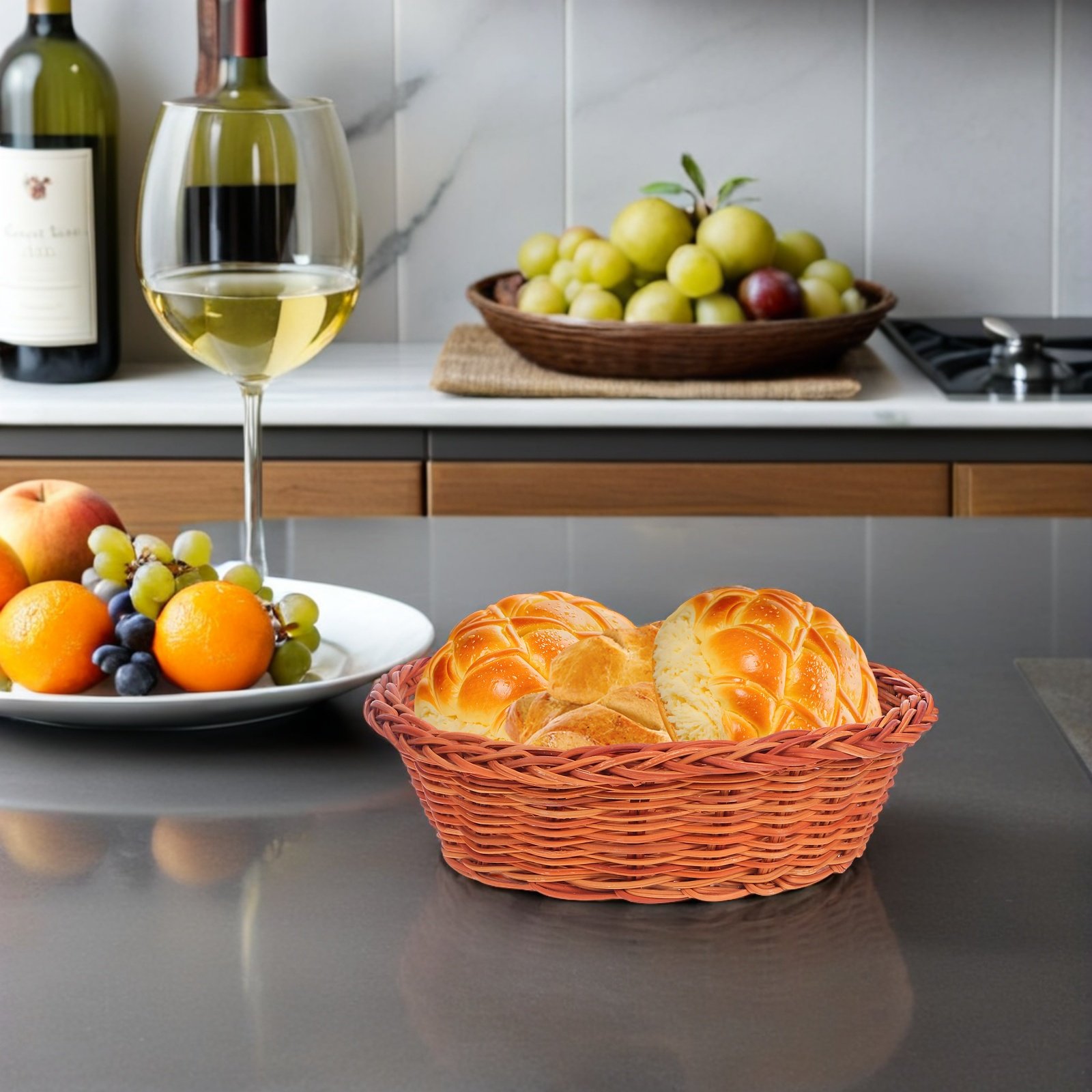 10Pcs Rattan Bread Basket For  - đánh giá và giá Kitchen Baking Counter